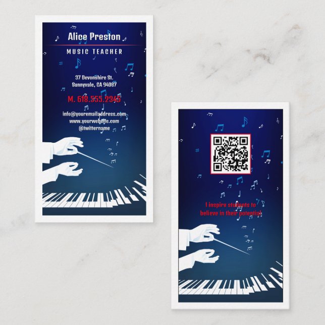 Carte De Visite Professeur de musique | Proffesional (Devant / Derrière)