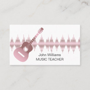 Carte De Visite Professeur de musique Rose Gold Guitare Musicien É