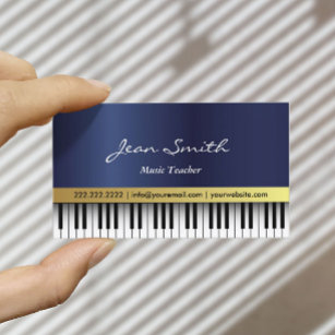 Carte De Visite Professeur de musique Royal Blue Piano Keys Élégan