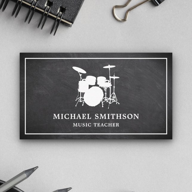 Carte De Visite Professeur de musique sur tableau noir Kit de batt (Créateur téléchargé)