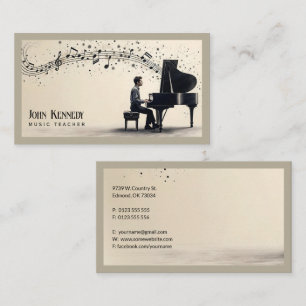Carte De Visite Professeur de musique Touches de piano