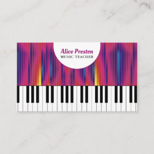 Carte De Visite Professeur de musique Touches de piano colorées