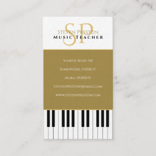 Carte De Visite Professeur de musique   Touches de piano noir blan