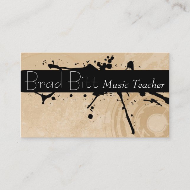 Carte de visite professeur de musique vintage (Devant)