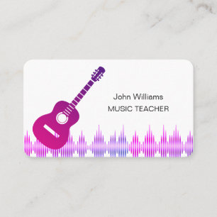 Carte De Visite Professeur de musique violet rose guitare musicien