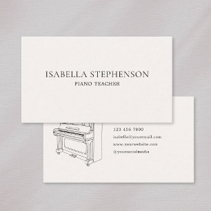 Carte De Visite Professeur de piano en musique minimaliste moderne