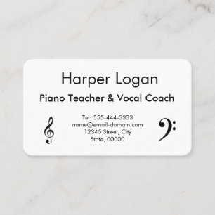 Carte De Visite Professeur de Piano et Coach Vocal