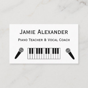 Carte De Visite Professeur de Piano et Coach Vocal Minimaliste