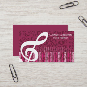 Carte De Visite Professeur de piano musicien élégant professeur de