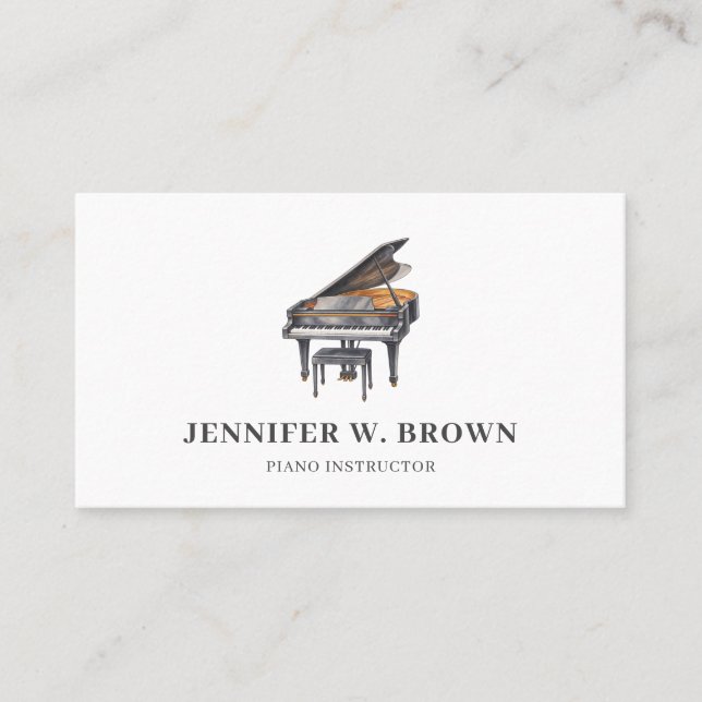 Carte De Visite Professeur de piano privé de piano à queue minimal (Devant)