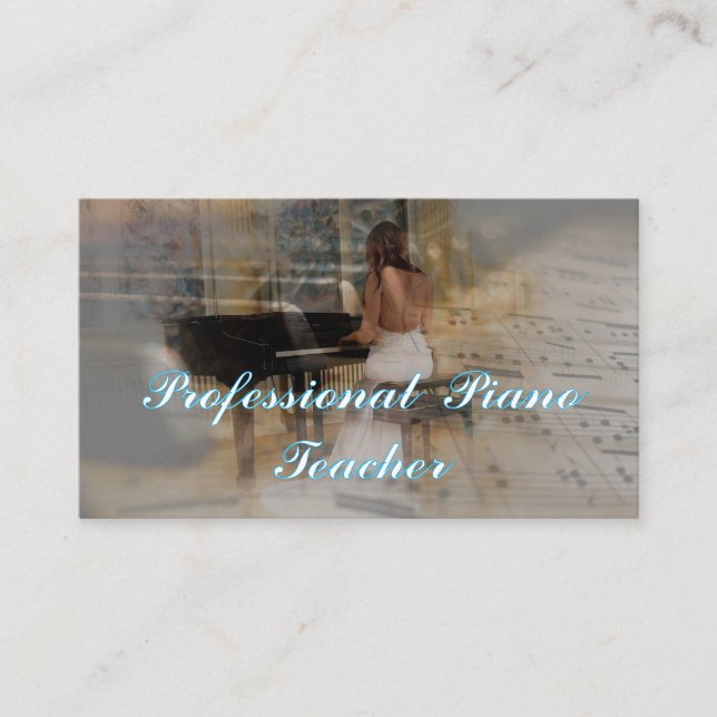 Carte De Visite Professeur de piano professionnel  (Devant)