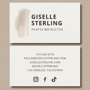 Carte De Visite Professeur de Pilates Aquarelle Beige Neutre