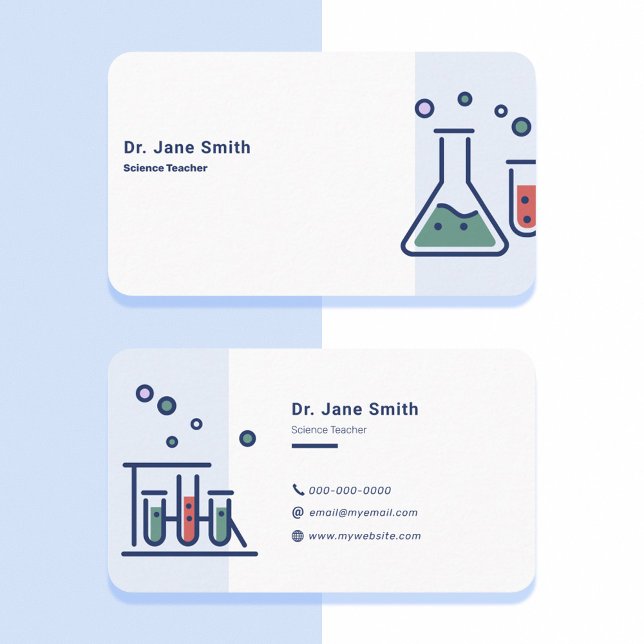 Carte De Visite Professeur de sciences bleu (Science Teacher Blue Business Card)