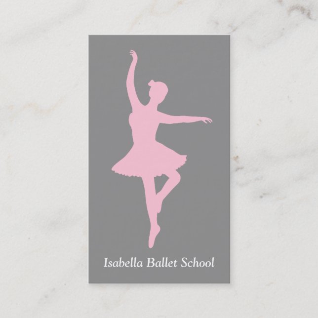 Carte De Visite Professeur de studio de ballet Ballerine Rose Gris (Devant)