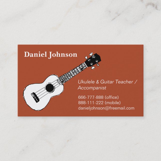 Carte De Visite Professeur de ukulele et de guitare esquisse, déco (Devant)