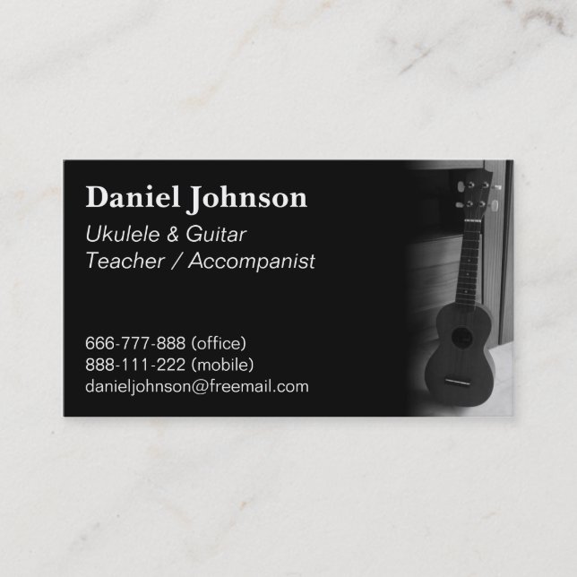 Carte De Visite Professeur de ukulele et de guitare moderne et pro (Devant)