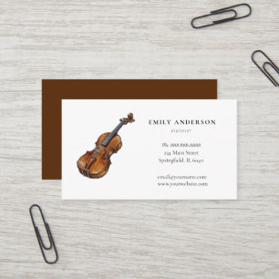 Carte De Visite Professeur de violon Aquarelle Violon Musicien