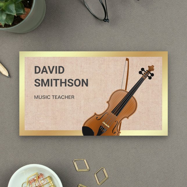 Carte De Visite Professeur de violon classe Toile de jute Violonis (Créateur téléchargé)