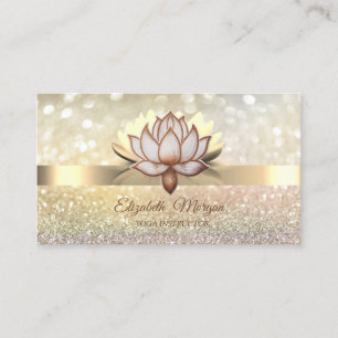 Carte De Visite Professeur de yoga à la fleur de lotus marron Boke