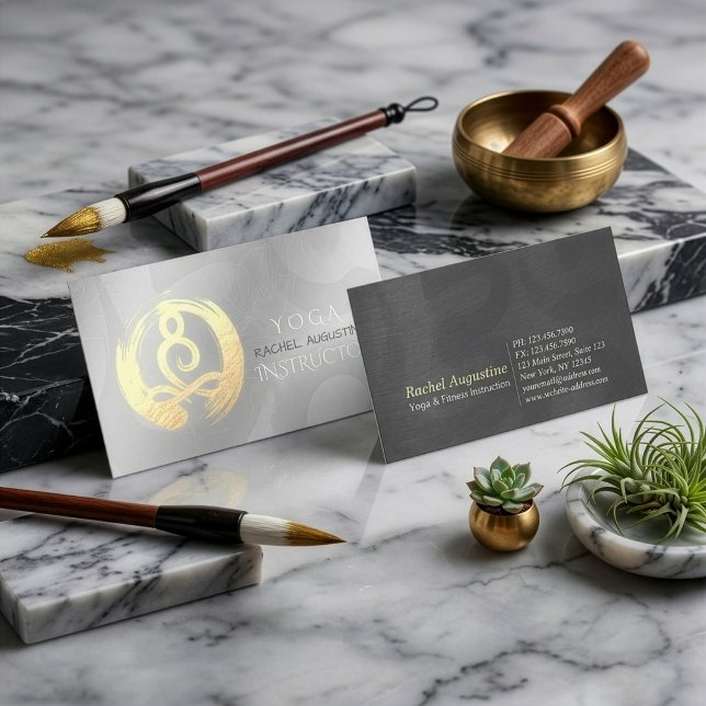 Carte De Visite Professeur de Yoga Argent Or Méditation Pose ZEN O (Créateur téléchargé)
