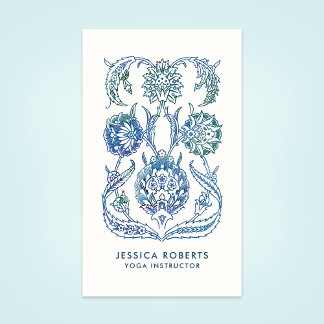 Carte De Visite Professeur de yoga boho bleu joli