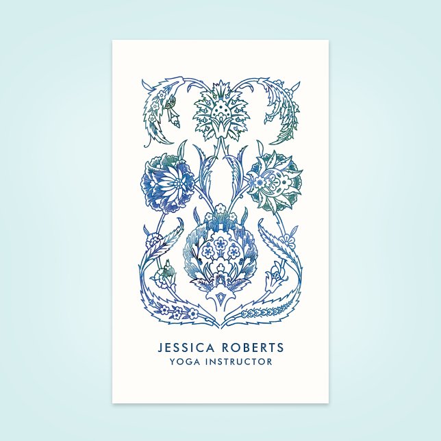 Carte De Visite Professeur de yoga boho bleu joli (Créateur téléchargé)