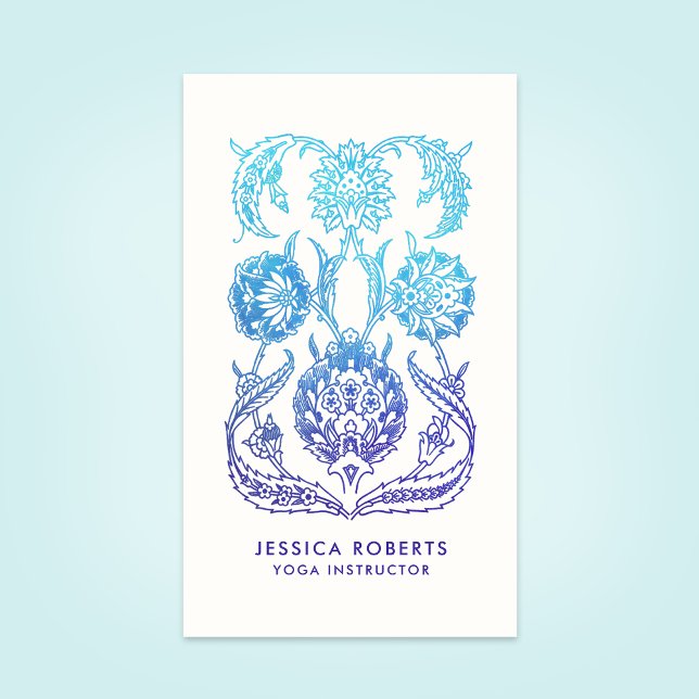 Carte De Visite Professeur de yoga boho bleu turquoise et violet (Créateur téléchargé)