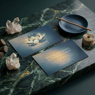 Carte De Visite Professeur de yoga Chic Glowing Lotus & Blue Grung