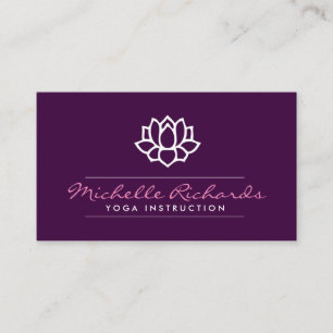 Carte De Visite Professeur de yoga de fleur de Lotus, pourpre