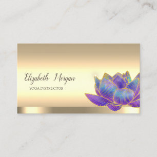 Carte De Visite Professeur de yoga de fleur de lotus violet paille