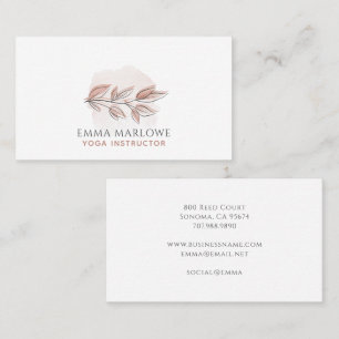 Carte De Visite Professeur de yoga Dusty Pink Botanique