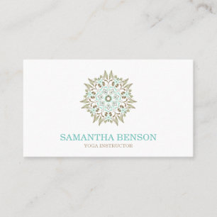 Carte De Visite Professeur de Yoga Elegant Bleu & Or Lotus