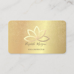 Carte De Visite Professeur de Yoga élégant Confettis Dorés Lotus e