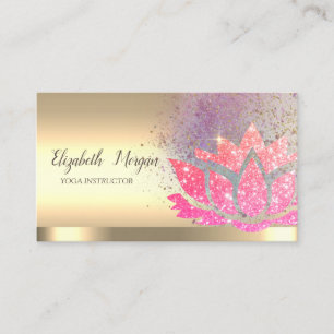 Carte De Visite Professeur de yoga élégant fleur de lotus pailleté