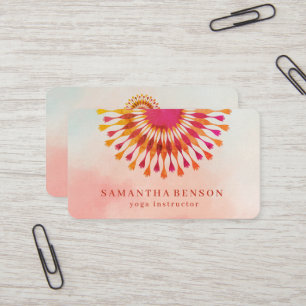 Carte De Visite Professeur de Yoga en Marbre Blanc Fleur de Lotus