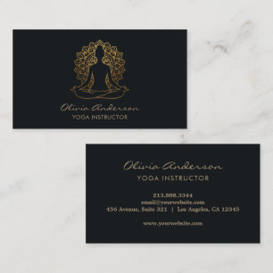 Carte De Visite Professeur de Yoga en Or Noir de Luxe Coach de Méd