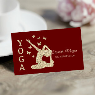Carte De Visite Professeur de Yoga, Femme Paillettes Dorées