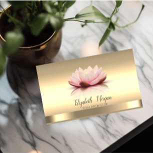 Carte De Visite Professeur de Yoga Fleur de Lotus d'Or