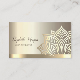 Carte De Visite Professeur de Yoga Fleur de Lotus en Or Chic