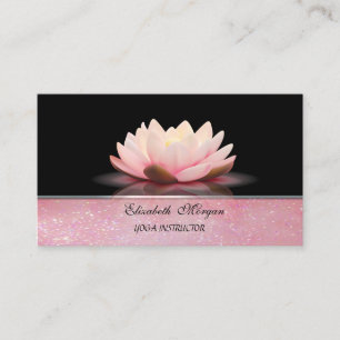 Carte De Visite Professeur de Yoga Fleur de Lotus Pailletée