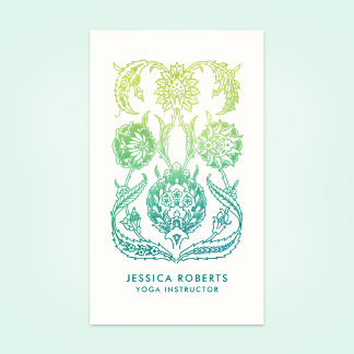Carte De Visite Professeur de Yoga Floral Boho Sarcelle et Vert Ci