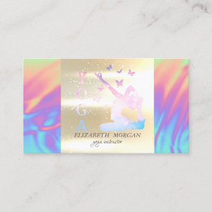Carte De Visite Professeur de yoga holographique ombré or élégant
