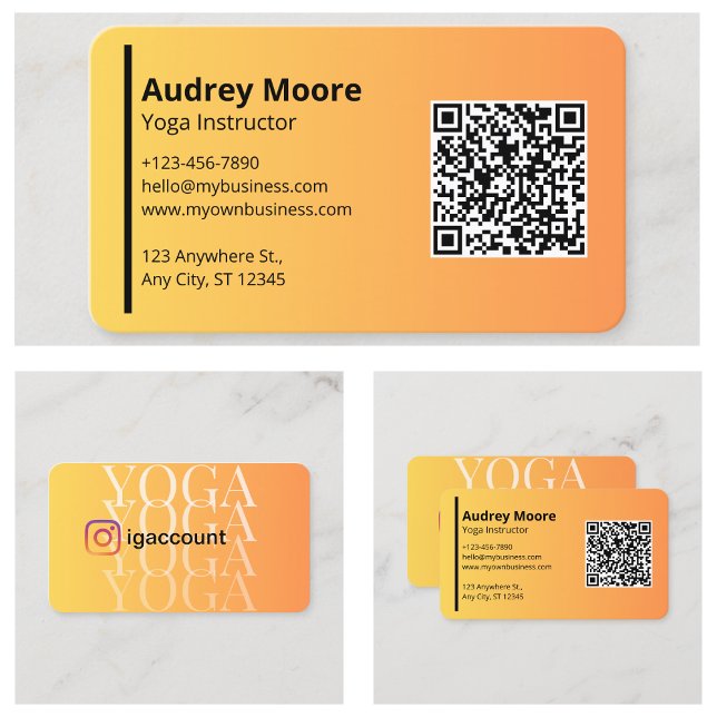 Carte De Visite Professeur de Yoga Instructeur de Yoga Studio de Y (Yoga Teacher Yoga Instructor Yoga Studio QR code Business Card
)