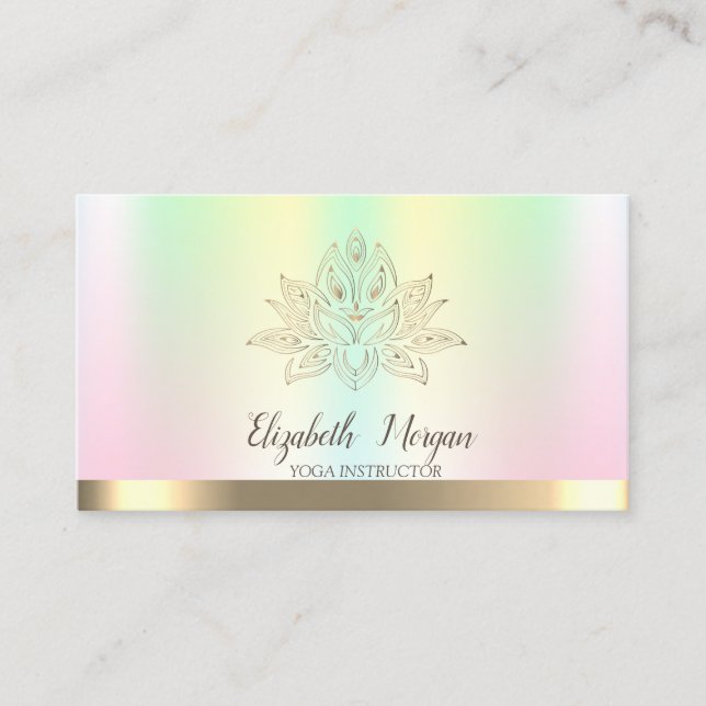 Carte De Visite Professeur de Yoga Lotus Iridescent Doré (Devant)