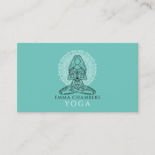 Carte De Visite Professeur de Yoga Lotus Pose Mandala Turquoise