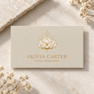 Carte De Visite Professeur de Yoga Luxe Lotus en Or
