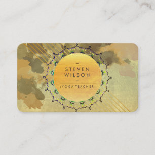 Carte De Visite Professeur de Yoga Mandala Aquarelle Holistique Vi