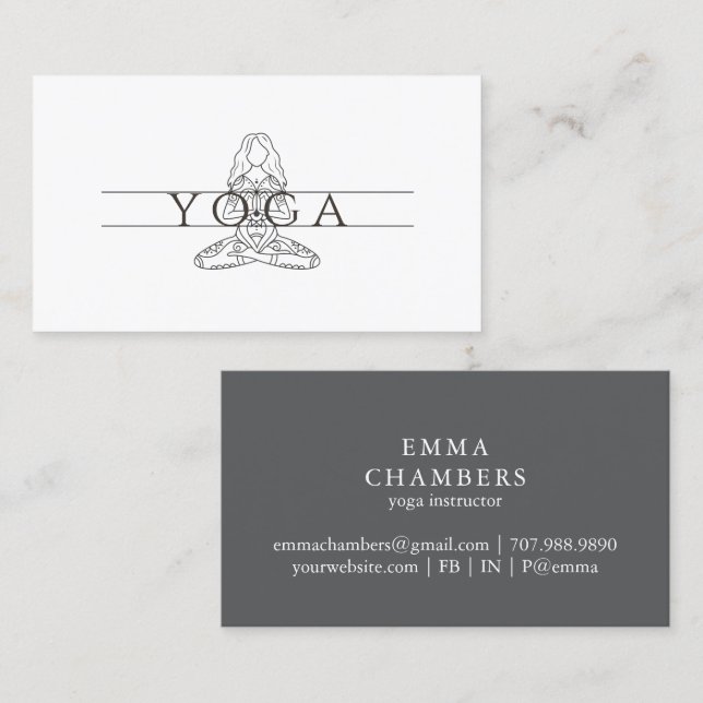 Carte De Visite Professeur de yoga moderne élégant simple pose du  (Devant / Derrière)