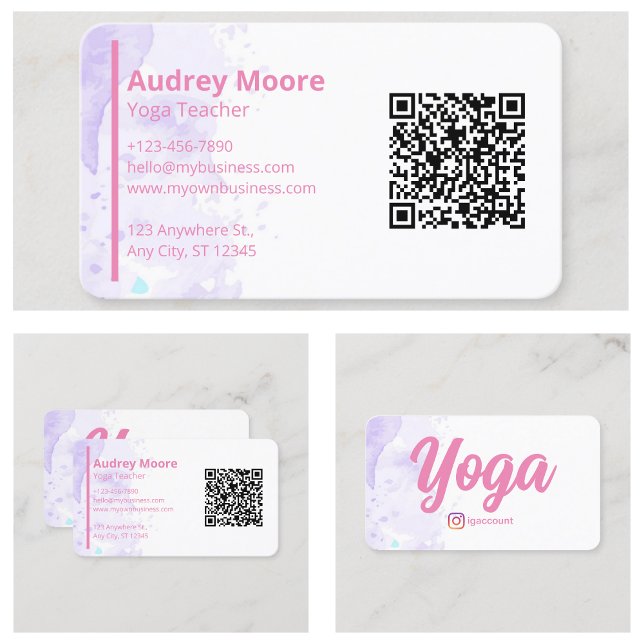 Carte De Visite Professeur de Yoga moderne violet (Purple Modern Yoga Teacher Business Card
)