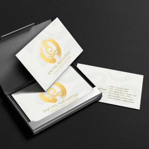 Carte De Visite Professeur de Yoga Or Blanc Pose de Méditation ZEN